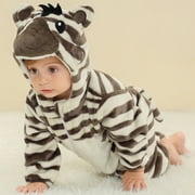 Baby Winter Jumpsuits Baby Boys Hoodie Jumpsuit Cute Long Sleeve Bodysuit Baby Bodysuit for Baby 3-6 Months